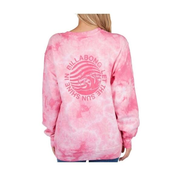 BILLABONG JUNIOR MEDIUM, “Let The Sunshine In” Long Sleeve Pink Tie Dye Sweatshi - Picture 8 of 8